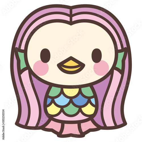 日本の妖怪「アマビエ」-疫病退散の伝説の妖怪-かわいいキャラクターイラスト