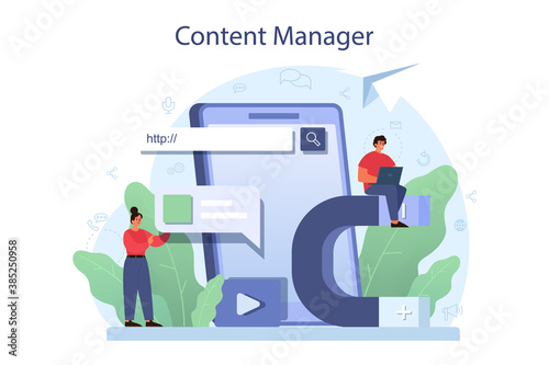 Content management concept. Idea of digital strategy and content