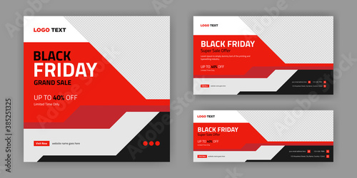 Black friday social media set banner template design, Minimalistic abstract design for social media, facebook cover, web banner.