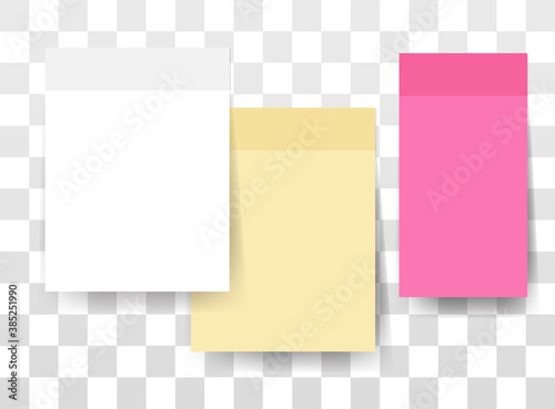 Note stickers paper vector set, color sticky notes message blank empty for copy space text, post memo notices reminders