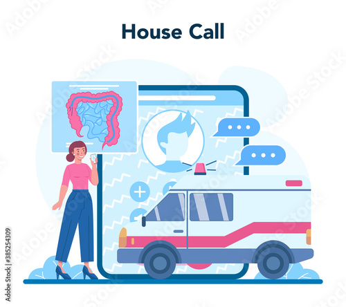 Proctologist online service or platform. Doctor examine intestine