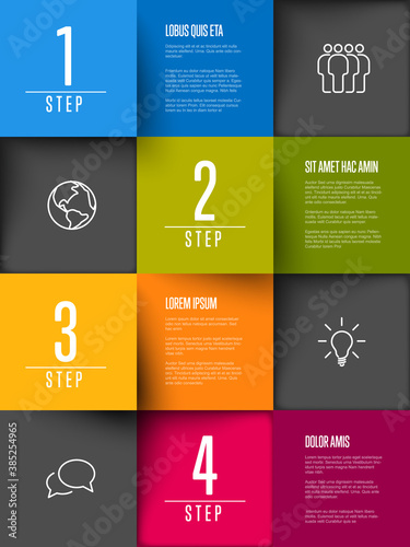 Multipurpose mosaic steps infographic made from squares
