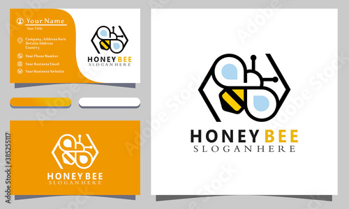 Honey Bee Icon Colorful logo design graphic illustration, business card template