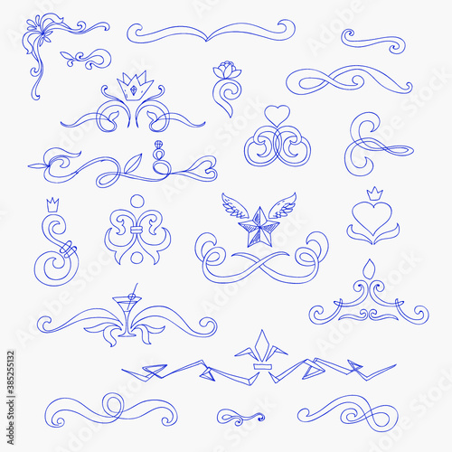 frames and corner, doodle style, isolated vector illustration.