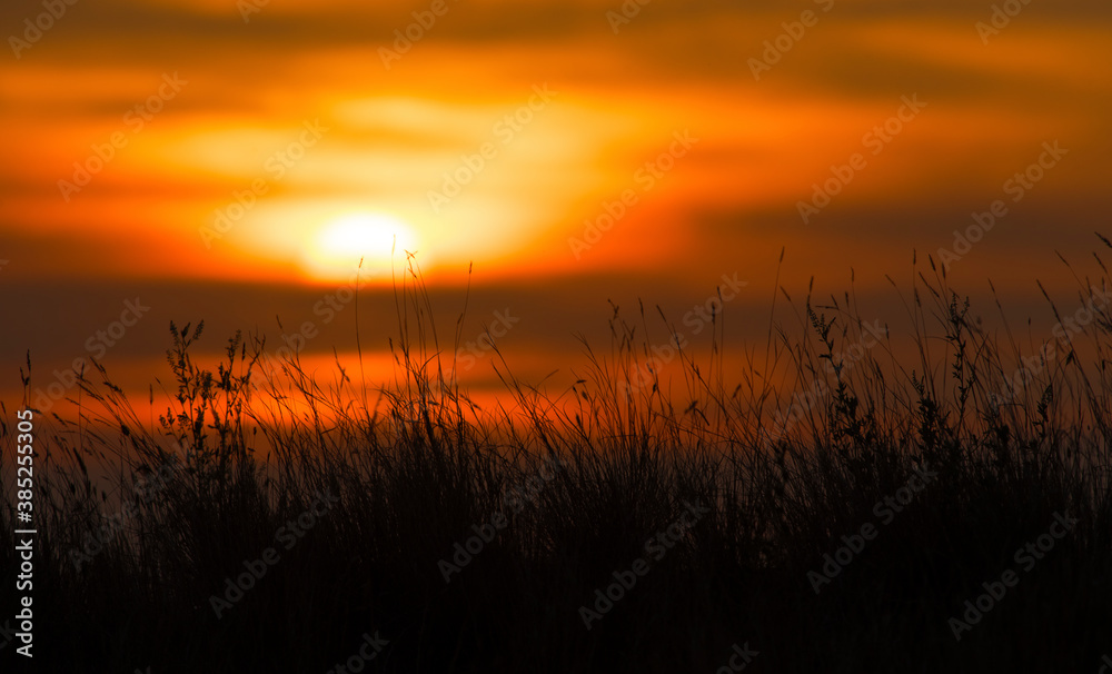 sunset over the prairie