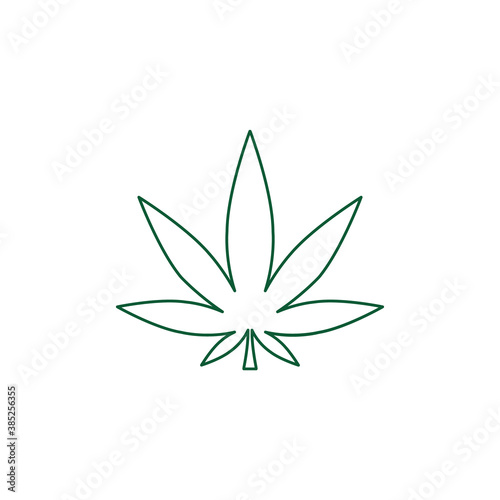 Cannabis leaf line icon. Marijuana green outline illustration isolated on the white background