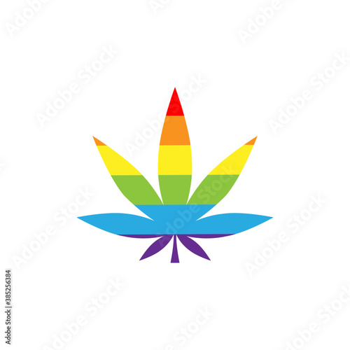 Cannabis colorful leaf icon. Rainbow marijuana illustration isolated in the white background