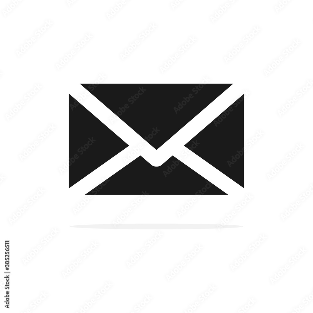 Email black icon. Outline envelope sign isolated on the white background Email black icon. Outline envelope sign isolated on the white background