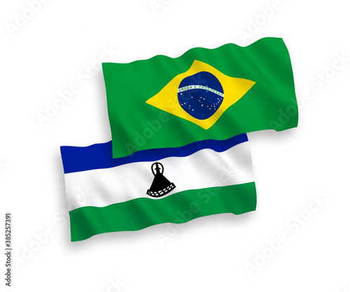 Flags of Brazil and Lesotho on a white background