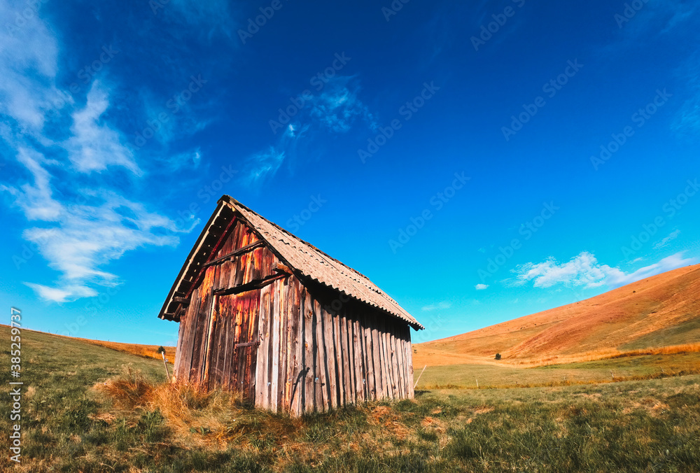 Traditional wooden cottage in south-west Serbia