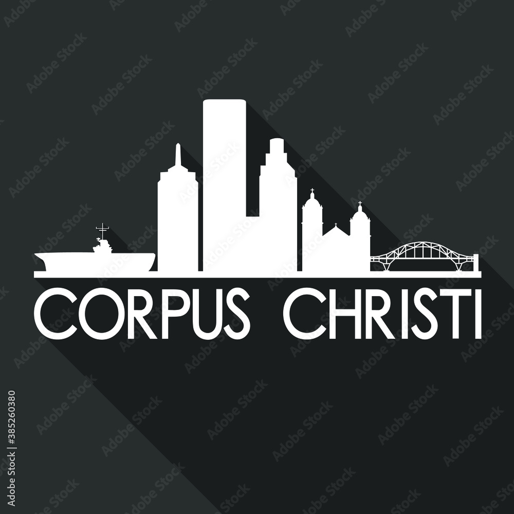Fototapeta premium Corpus Christi Texas Flat Icon Skyline Silhouette Design City Vector Art Famous Buildings.