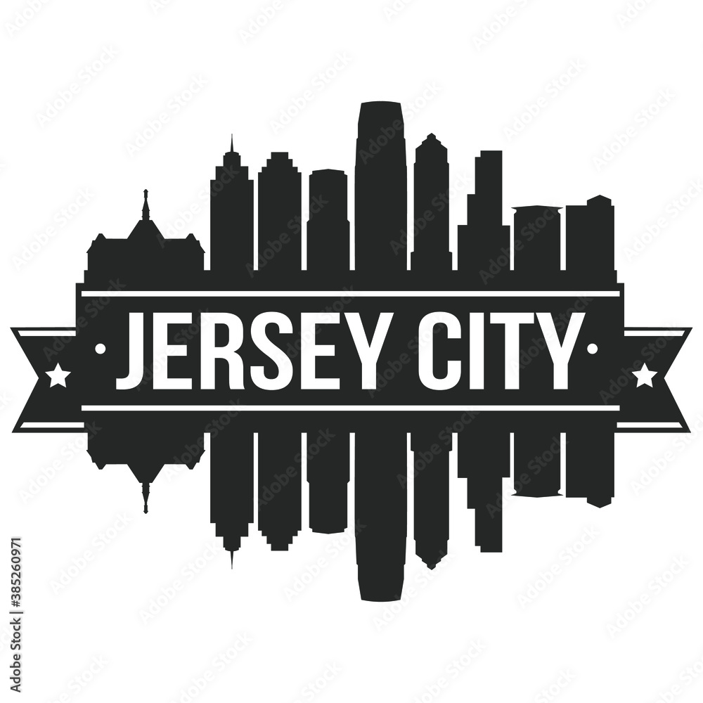 Jersey City Skyline Silhouette City Vector Design Art Stencil.
