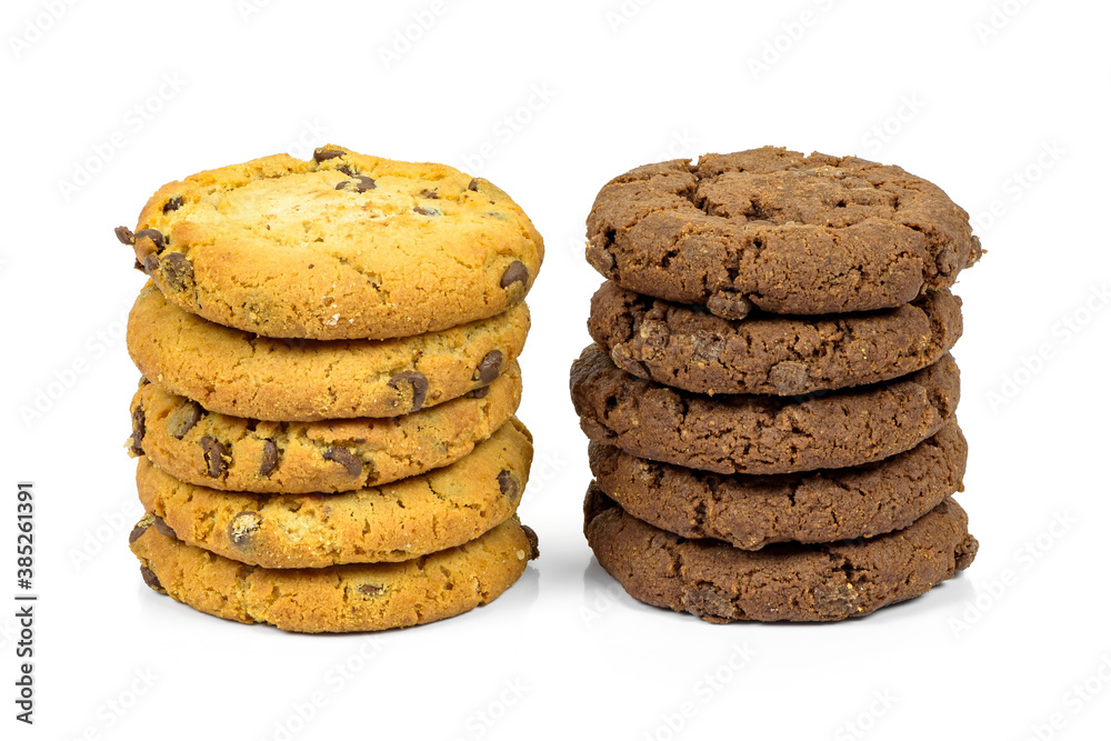 Stacks of different chocolate chips cookies Stacks of different chocolate chips cookies