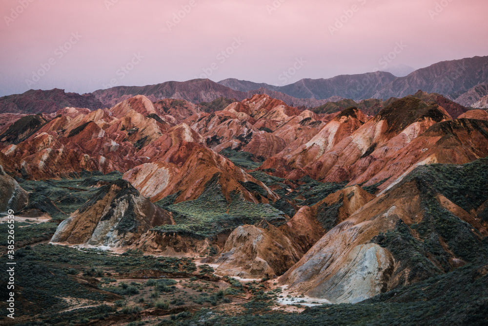 Zhangye Danxia National Geological Park.Colorful Danxia Geopark in Zhangye City, Gansu Province, China. Beautiful and colorful Danxia landforms. 