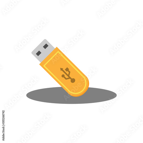 USB flash drive icon in yellow on a white background. Vector EPS10