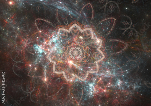 Mandala in space  esoterical stars background