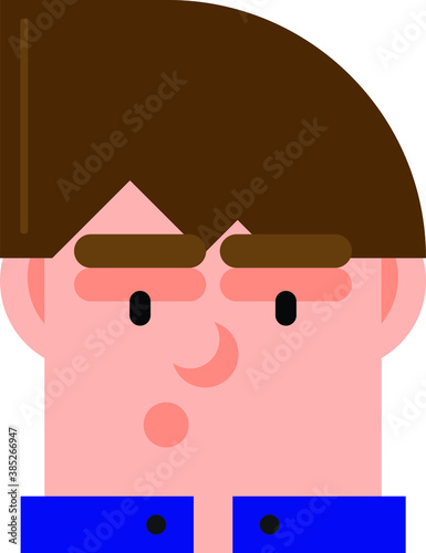 Flat Supprised Boy Face Vector, illustration.