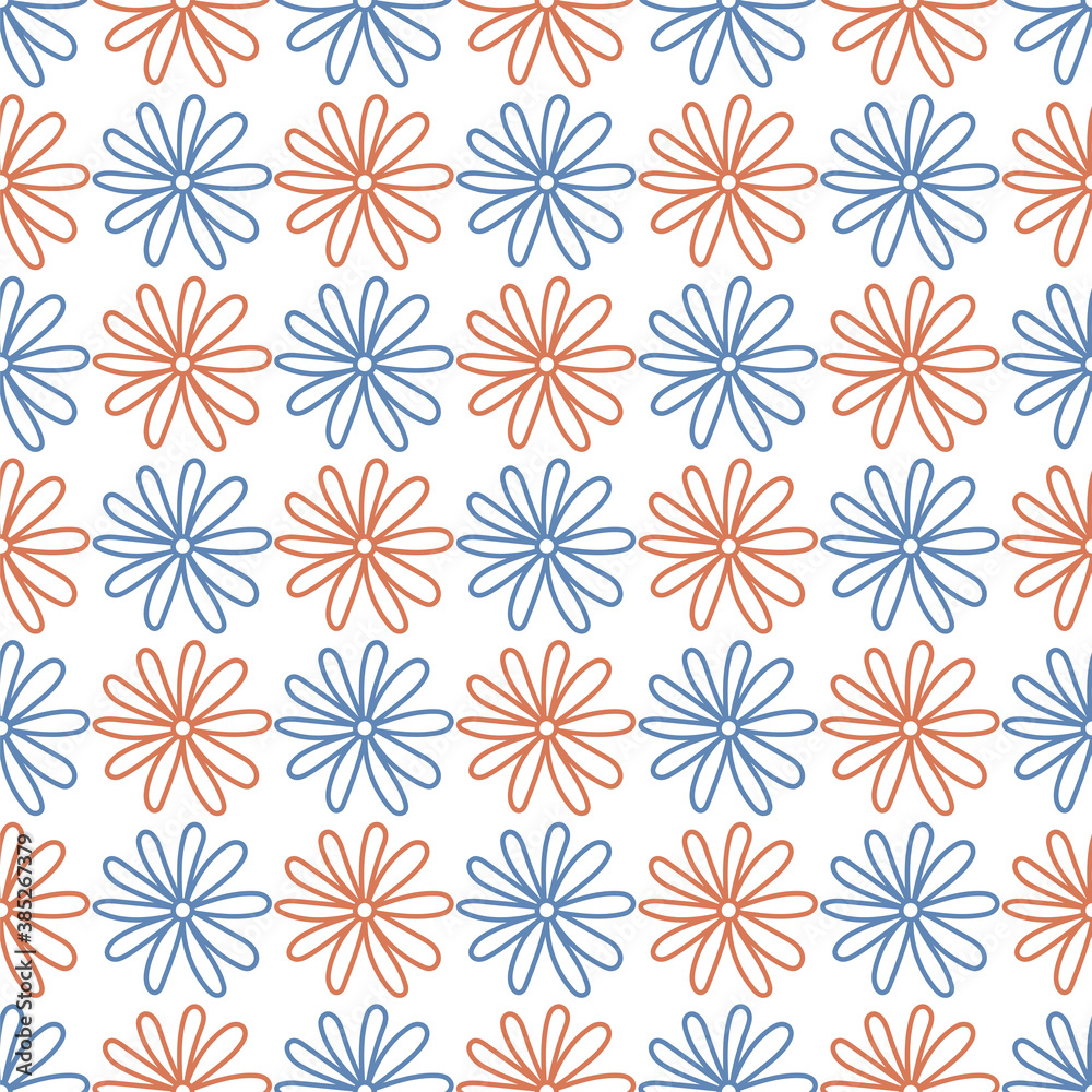 Floral vector seamless pattern for shirt, panties, tank top or swimsuit, underwear, bedding, blanket or pillow. Outline sketch flowers background. Doodle textile print. Fashion design for clothes.