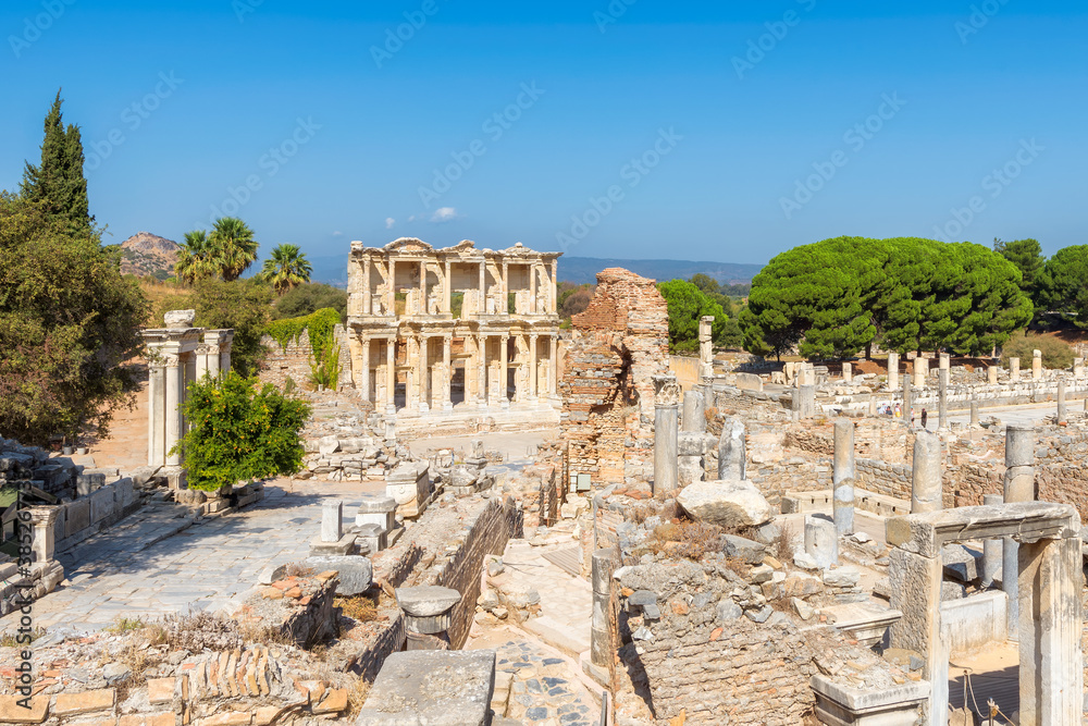 Celsius Library ruins in ancient city Ephesus (Efes), Selcuk, Izmir, Turkey.