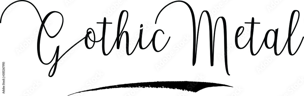 Gothic Metal. Cursive Calligraphy Text Black Color Text On White Background Gothic Metal. Cursive Calligraphy Text Black Color Text On White Background