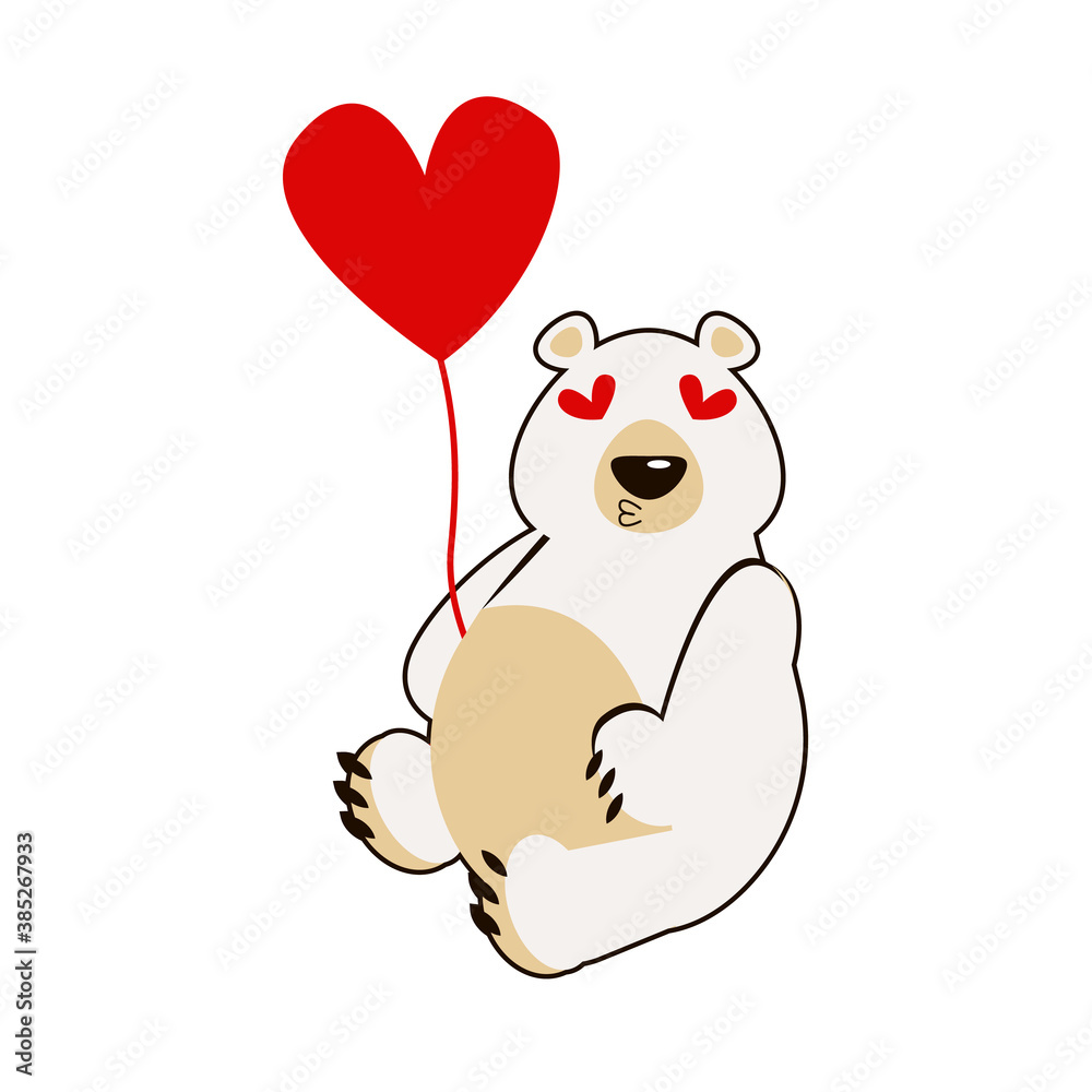 vector polar bear love 14 february valentine's day red heart