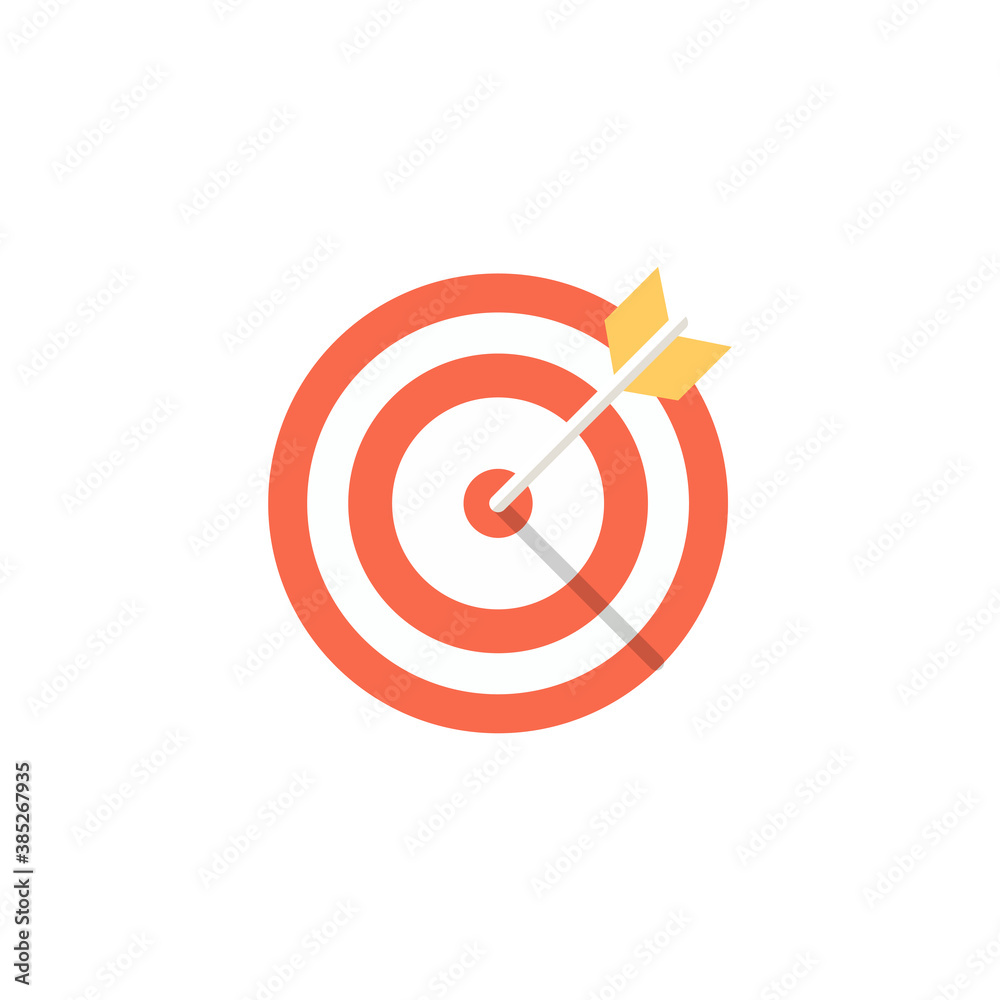 Target icon Colored on a white background with a shadow. Business goal icon successful. Vector EPS10 Target icon Colored on a white background with a shadow. Business goal icon successful. Vector EPS10
