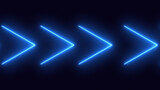 Blue neon arrows on a dark background