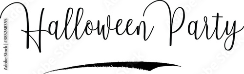 Tableau sur toile Halloween Party Cursive Calligraphy Text Black Color Text On White Background