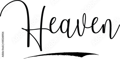Heaven Cursive Calligraphy Text Black Color Text On White Background