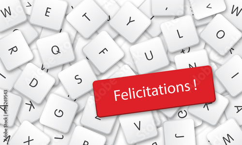 felicitations in white keyboard keys background photo