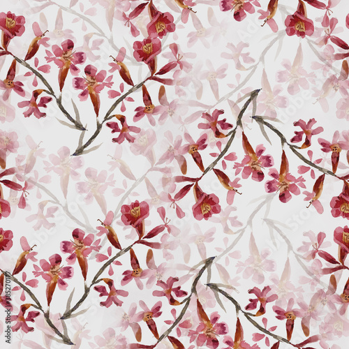 seamless floral pattern with watercolor wild carnation