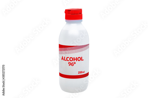 Bottle of ethanol alcohol (formula C2H5OH) used as disinfectant for coronavirus covid-19 photo