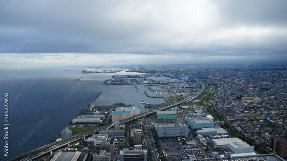 Obraz premium Osaka city aerial panorama view