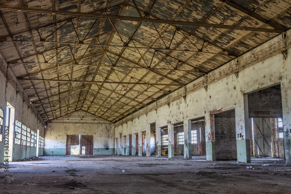 Abandoned factory interior ruins