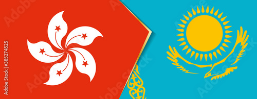 Hong Kong and Kazakhstan flags, two vector flags.
