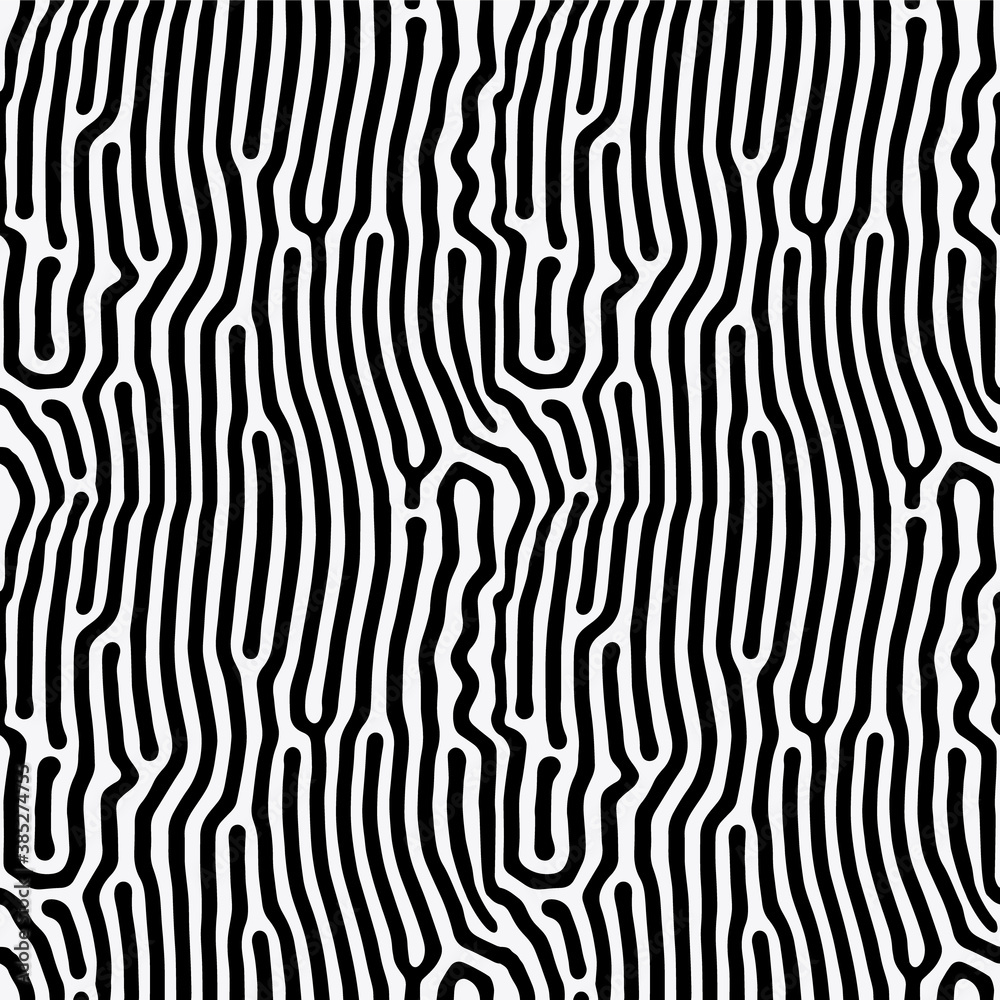 Organic seamless pattern. Black and white textile print.