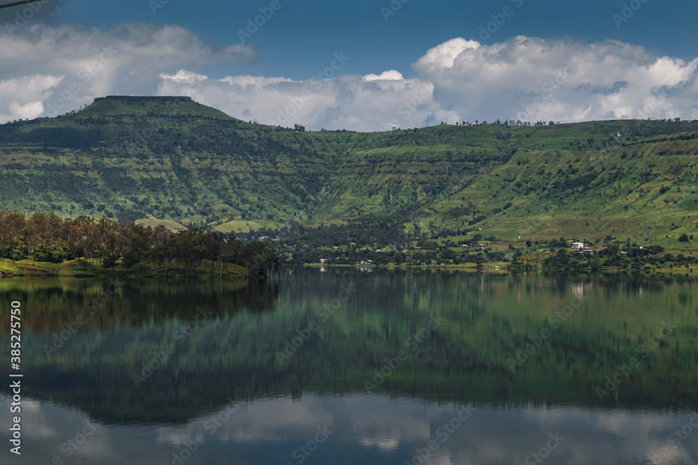 Reflection of a mountain in a alake