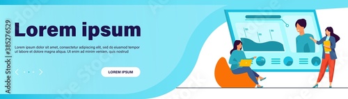 Recruit agency managers. Women studying and discussing candidates profile flat vector illustration. Recruitment, HR, personnel selection concept for banner, website design or landing web page