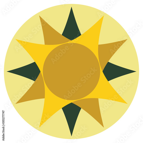 Abstract vector image of the sun in a circle