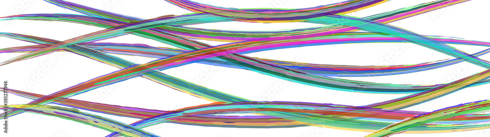 Abstract background of wavy intertwining colored lines on white