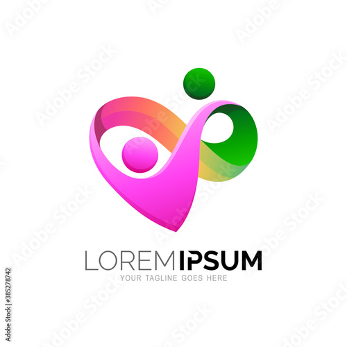 Family love care, charity and foundation logo vector, medical icon, valentine logo, hug icon, mom and baby logo template