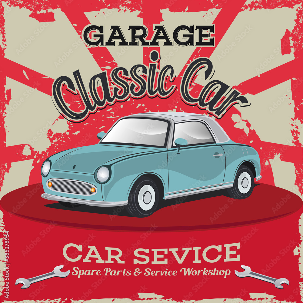 Plakat garage classic car, super classic car illustration