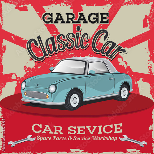 garage classic car  super classic car illustration
