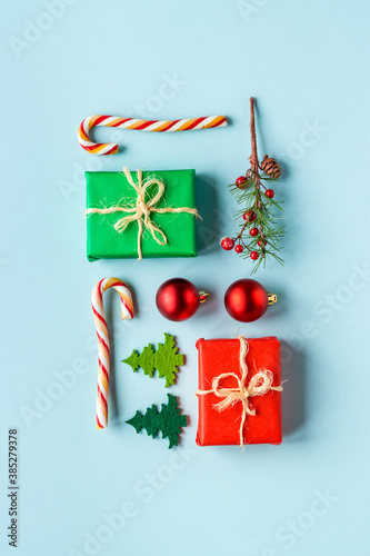 Christmas and New Year banner - celebration background with various decorations