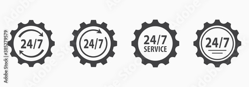 24-7 service icon. Vector illustration on white.