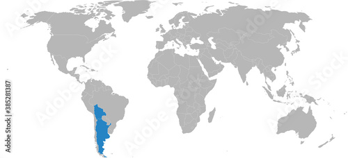 Bolivia  argentina countries isolated on world map. Business concepts and Geographical map backgrounds.