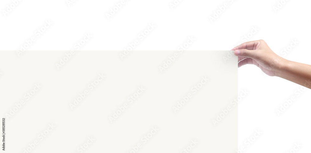 Hand holding virtual paper with your Hand holding virtual paper with your