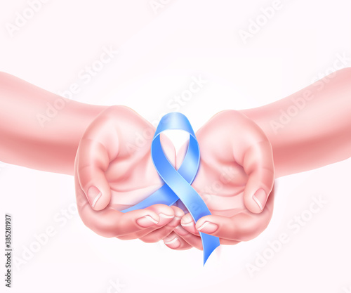 Vector diabetes day awareness symbol blue ribbon