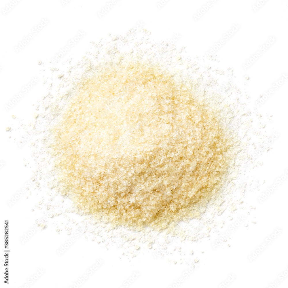 Heap of gelatin isolated on white, from above Heap of gelatin isolated on white, from above