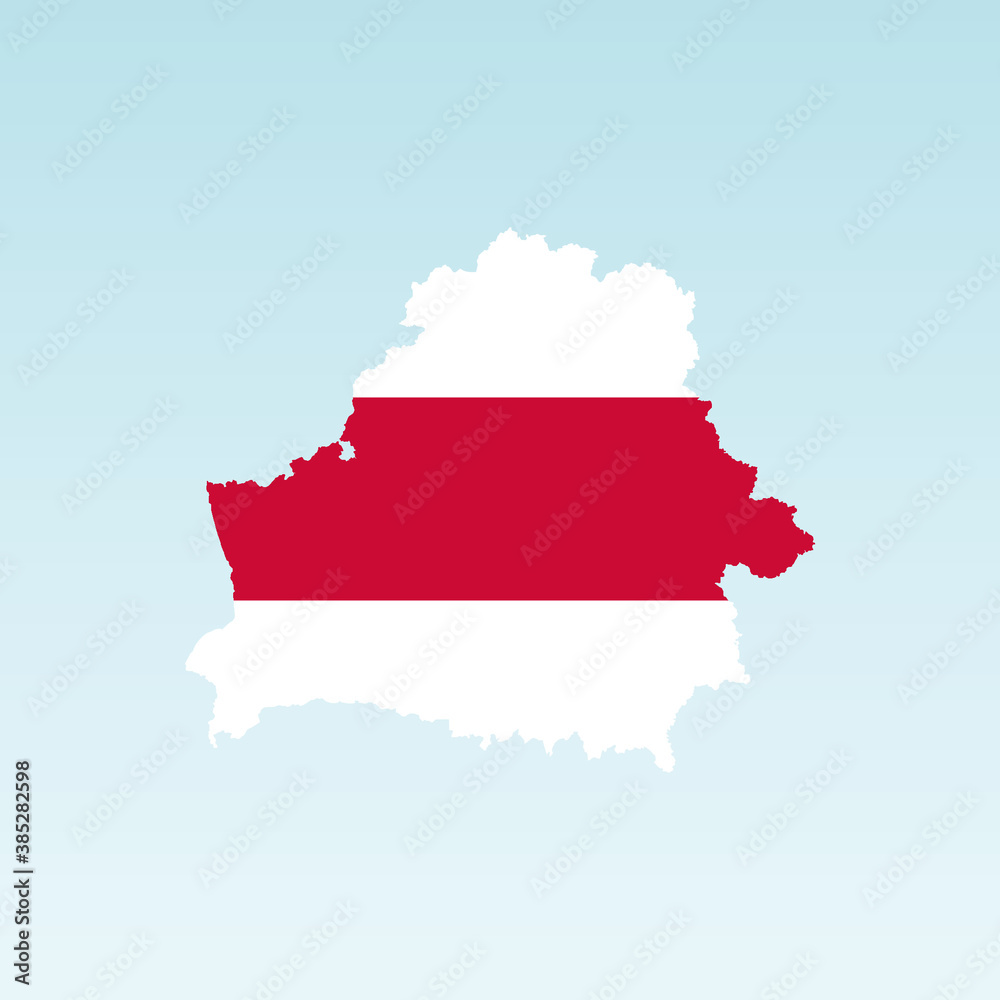 Flag of Belarus on map Belarus. Vector illustration background of the white-red-white flag. The symbol of freedom Belarus. Symbol of protest in the presidential elections in Belarus in 2020. Flag of Belarus on map Belarus. Vector illustration background of the white-red-white flag. The symbol of freedom Belarus. Symbol of protest in the presidential elections in Belarus in 2020.